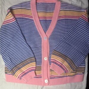 PINK Victoria's Secret Pastel Striped Cardigan size S fits oversized. Casual‎